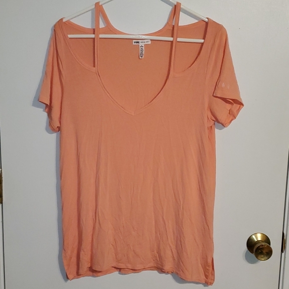 PINK Victoria's Secret Tops - Pink  womens M short sleeve cold shoulder T-shit